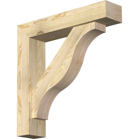 Ekena Millwork Funston Block Rough Sawn Bracket w/ Offset Brace, Douglas Fir, 6"W x 28"D x 28"H BKT0604X28X28FST05RDF